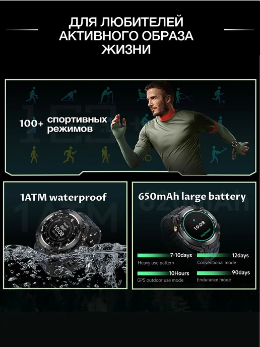 Yakov Luspikoyan Смарт Часы тактические армейские водонепроницаемые smart, черный, фото 8