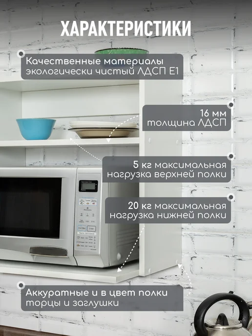 MPROFI Полка для микроволновки настенная, белый, фото 3