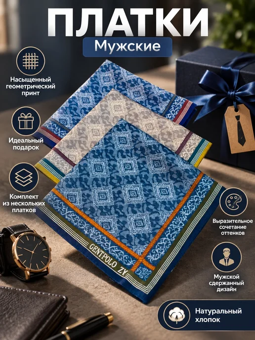 Альбидэй Носовые платки мужские, синий
