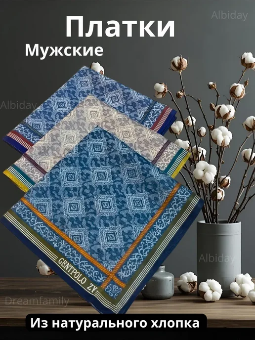 Альбидэй Носовые платки мужские, синий, фото 4
