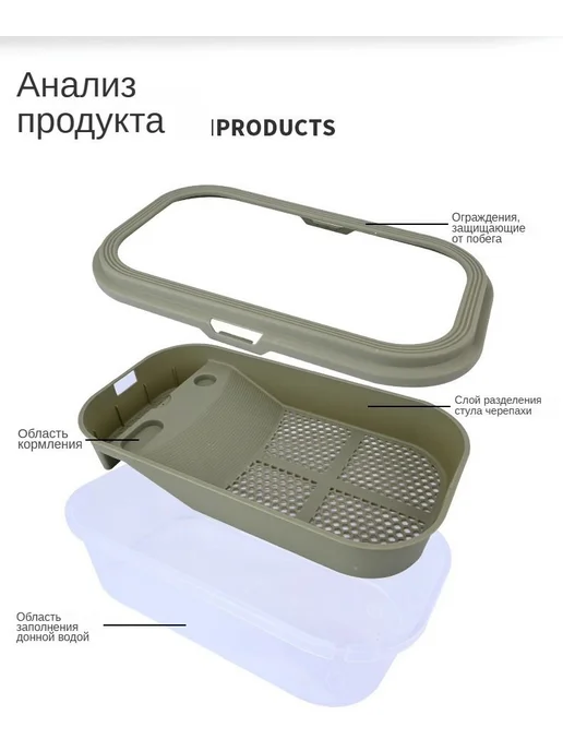 Пластиковый корпус для черепах 43*26 см GREEN, 43x26 см, фото 8