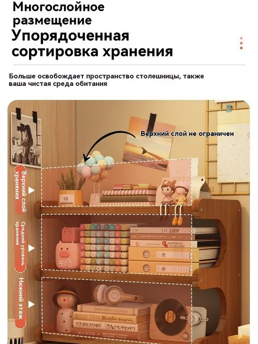 Настольная полка Прямая Бамбук 1 шт Прямая, 1 шт, фото 5