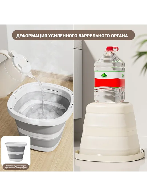 2 переносных складных ведра объемом 10 л-с ручкой, 10 л, фото 5