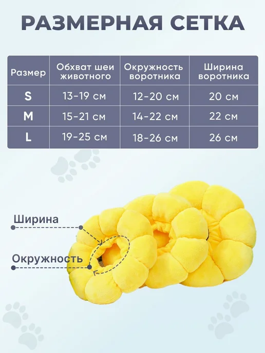 Ветеринарный защитный воротник для кошек и собак мягкий S, вариант, фото 3