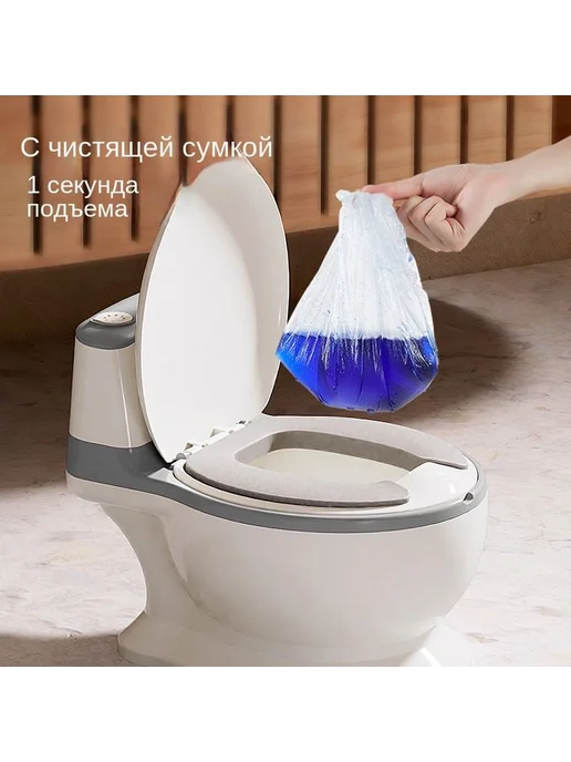 Детский горшок-унитаз с мягким ободком серый Горшок, серый, фото 3