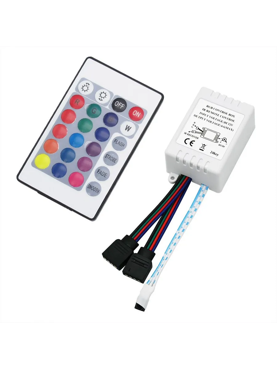Контроллер RGB ленты 12V 72W, 6A IP20 2 порта, с ИК пультом