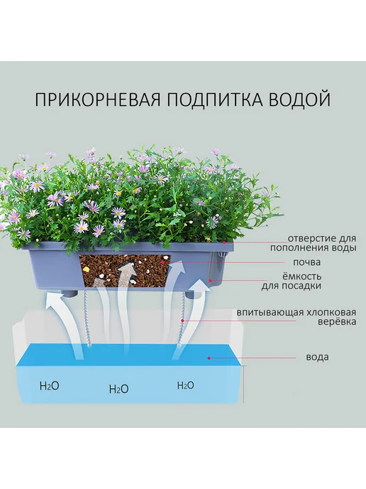 Горшок для цветов 14 см х 9 см х 38 см 4 л 1 шт, 4 л, 1 шт, фото 5