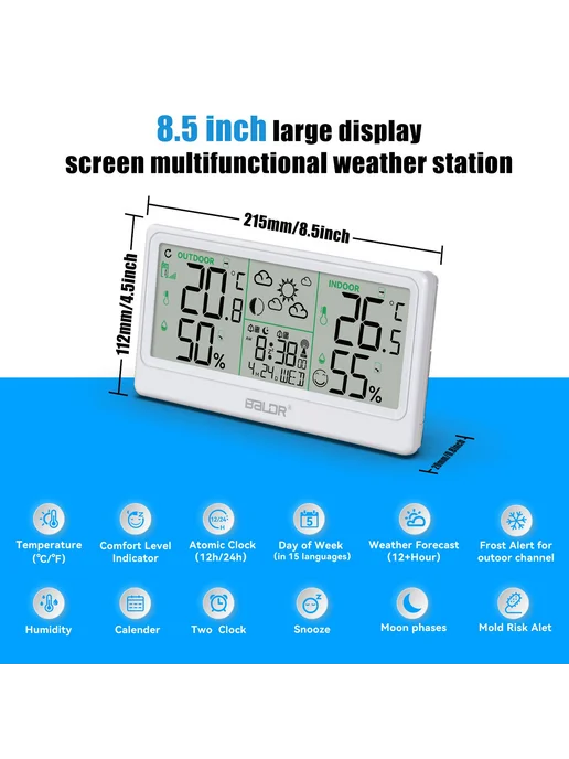 Метеостанция с LCD экраном часы будильник влажность t°, вариант, фото 2