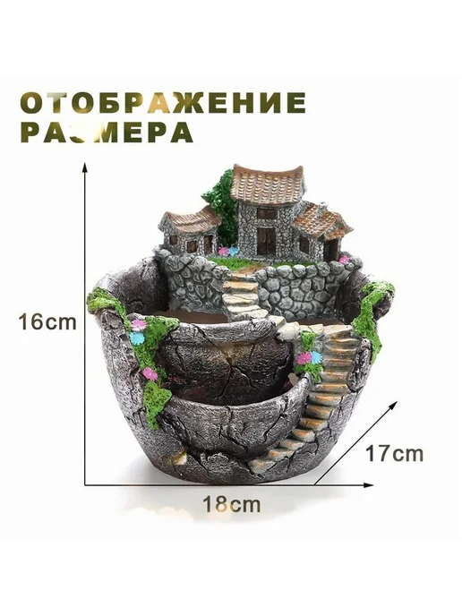 Горшок для цветов 17 см Волнистая смола 1 шт, 1 шт, фото 3