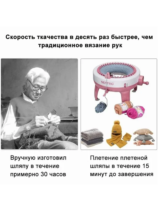 Машина для вязания 40 петель с 4 рулонами пряжи Розовый МШ, розовый, фото 4
