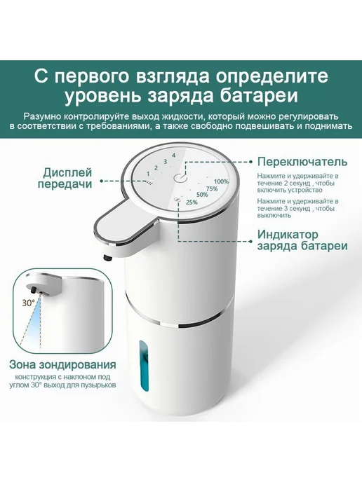 Сенсорный диспенсер для мыла настенный ABS пластик гель, вариант, фото 2