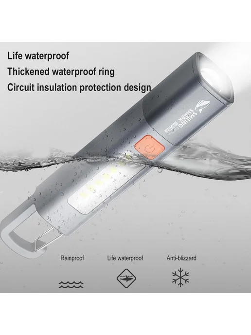 Подводный фонарь серый Фонарик с крючком COB LED 3 режима, серый