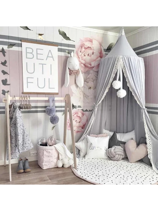 Балдахин для детской кровати Серый Decoriks, серый