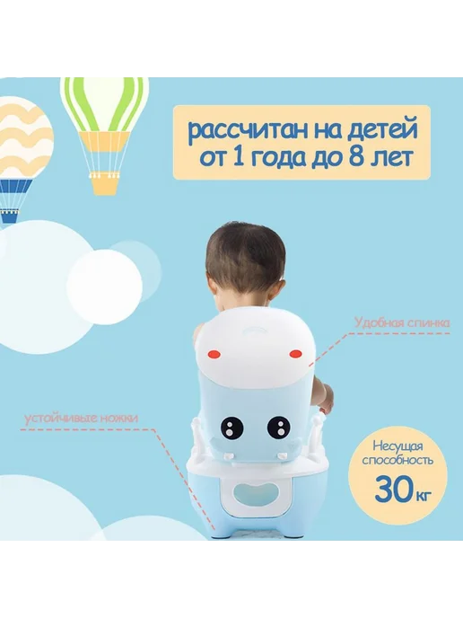 Детский горшок мягким сиденьем ручкой крышкой синий W315, синий, фото 2