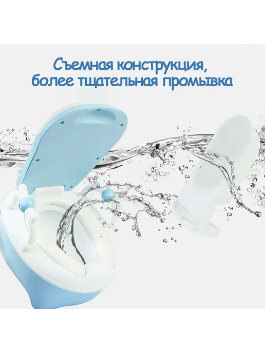 Детский горшок мягким сиденьем ручкой крышкой синий W315, синий, фото 4