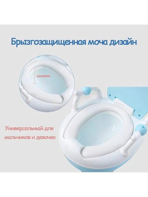 Детский горшок мягким сиденьем ручкой крышкой синий W315, синий, фото 8