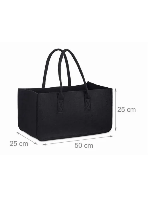 Дровница Переносная 50x25x25 см Войлок Черный, 50x25x25 см, фото 2