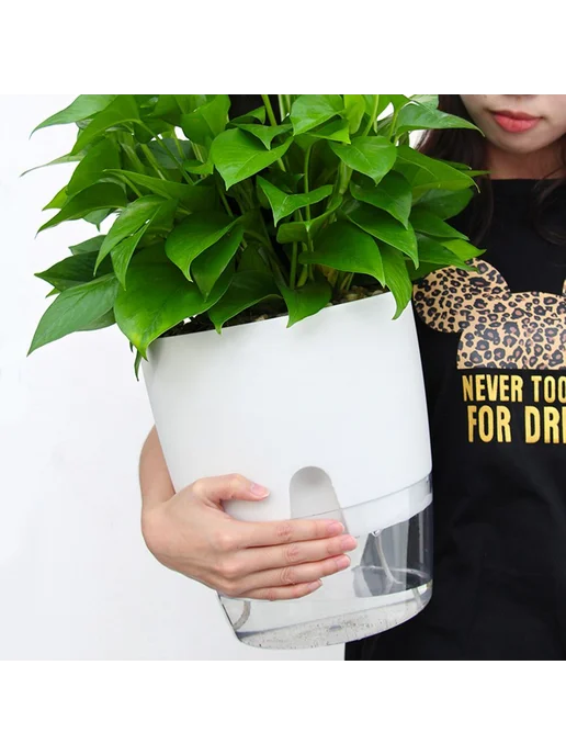 Горшок для цветов самополив 1 шт Серый Белый, 1 шт, фото 3