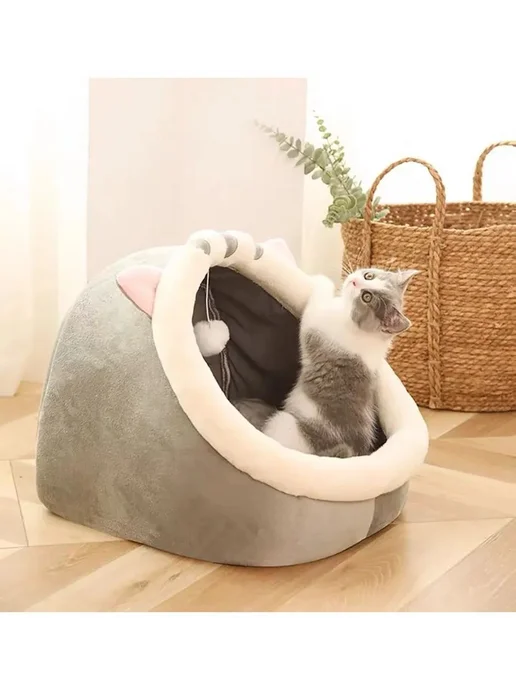 Лежак для питомца кроватка для котенка овальная флис S, вариант, фото 5