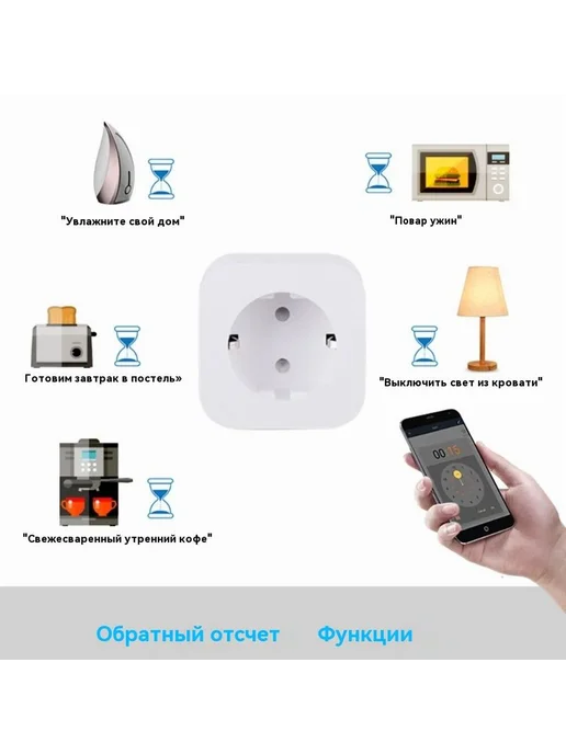 Умная Wi-Fi розетка 16A с таймером Белое, белый, фото 7