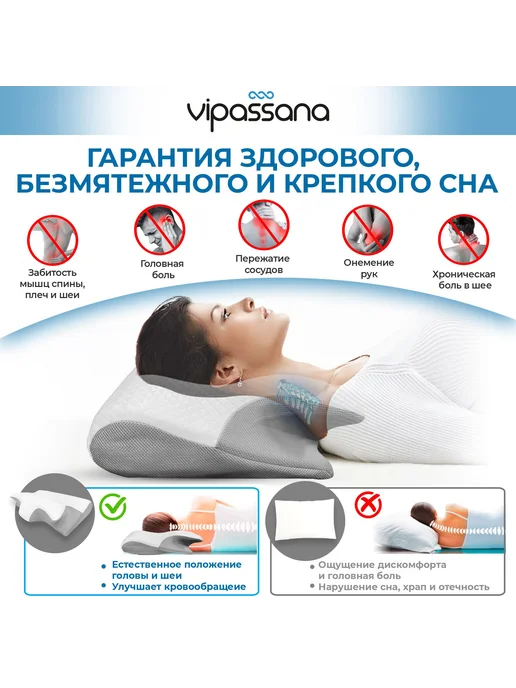 Ортопедическая подушка 36x61 см, белая Memory Foam, Лиоцелл, 36x61 см, фото 4