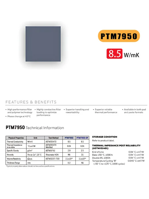 PTM7950 термопаста 8 5 Вт мК 40x40мм 0 2мм, 20x20 мм, 5 Вт, фото 5
