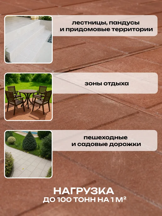 К даче в придачу Плитка тротуарная усиленная ППК, 33х33х3, коричневая, 5 шт, 33x3, 5 шт, фото 7