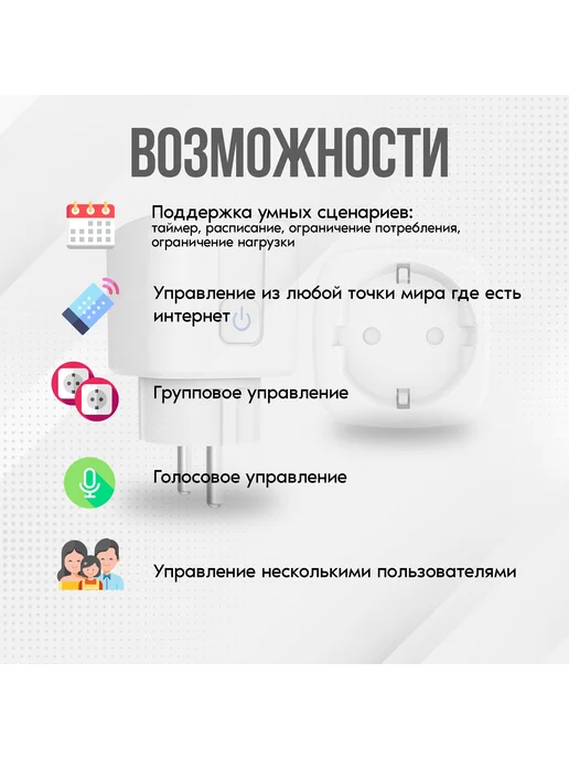 Умная розетка Zigbee 20A Graffiti 1 шт, 1 шт, фото 4